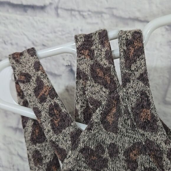 Maurices 24/7 Leopard Triple Strap Mini Dress Cozy Brushed Knit Women's Shift - Picture 6 of 11